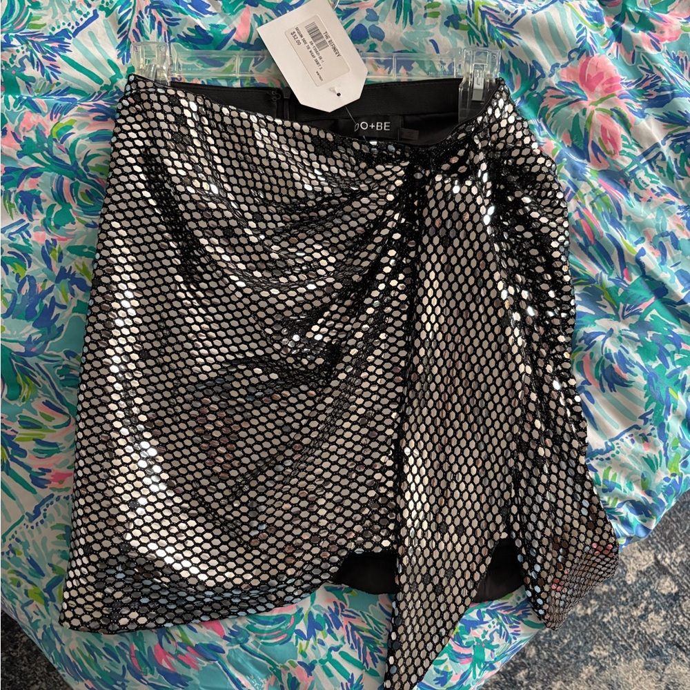 Bebe Silver Sequin Skirt